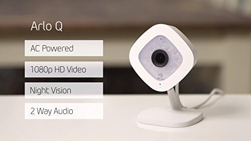 Arlo Q - Wired, 1080p HD מצלמת אבטחה | חזון לילה, מקורה בלבד, שמע דו כיווני | אחסון ענן כלול | עובד עם אלכסה,